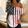 Damenmode Casual Print Sexy schulterfreies Kurzarm-T-Shirt-Oberteil