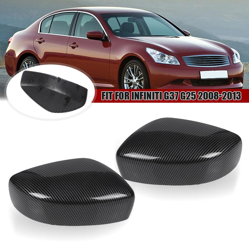 Side Wing Mirror Cover For Infiniti G37 2008-2013 G25 11-12 Q40 2015 Q60 14-15 Gloss Black /Carbon Fiber Rearview Mirror Cap