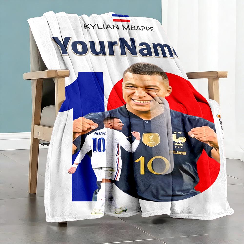 Mbappe 275 Personalisierbare Decke Gemütliche Personalisierbare Decke Bequem Geeignet für Sofa Strandstuhl Büro Ganzjahresnutzung