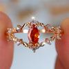 Luxury Female White Red Zircon Stone Finger Engagement Ring Vintage Gold Color Wedding Band Bridal  For Women