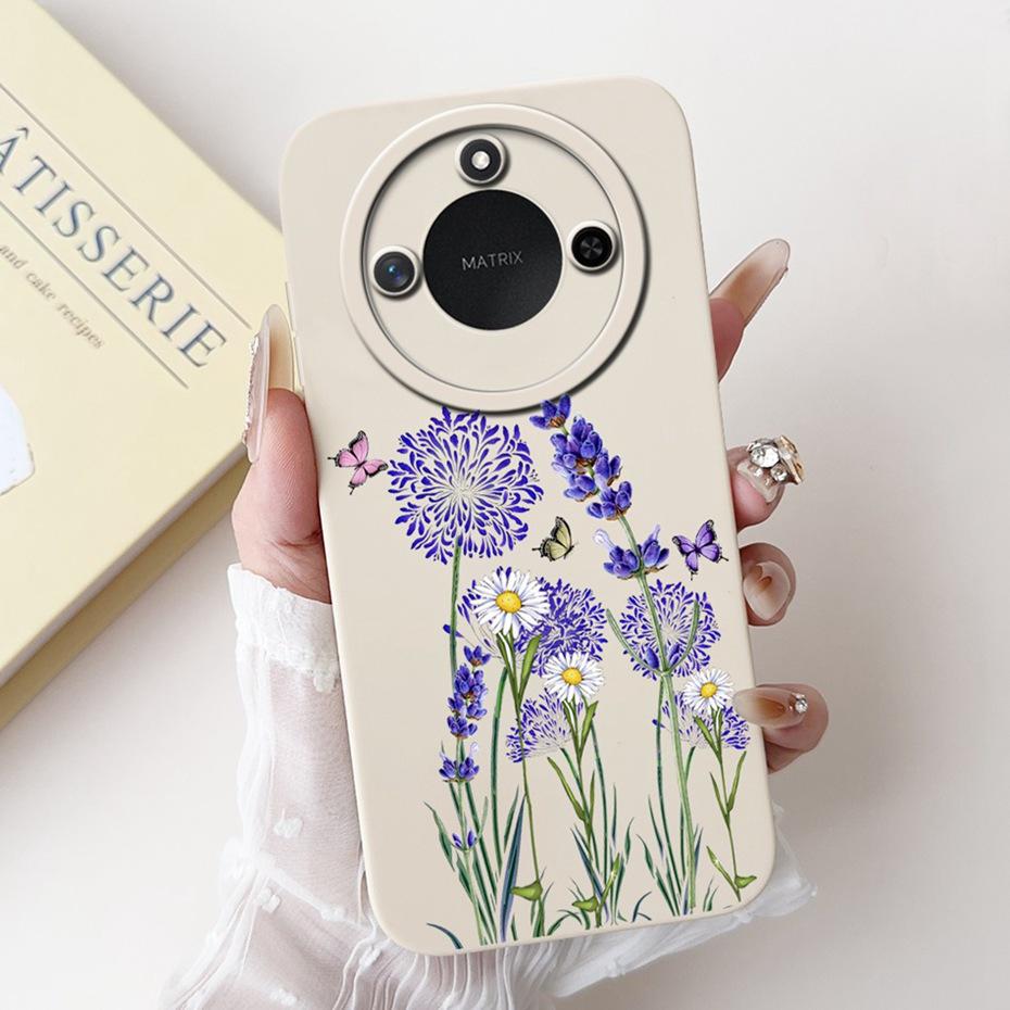 Phone Case For Honor X9c Smart 5G Pretty Girl Flower Printed Soft Silicone Back Cover For Honor X9C X9cSmart Cases Bumpers