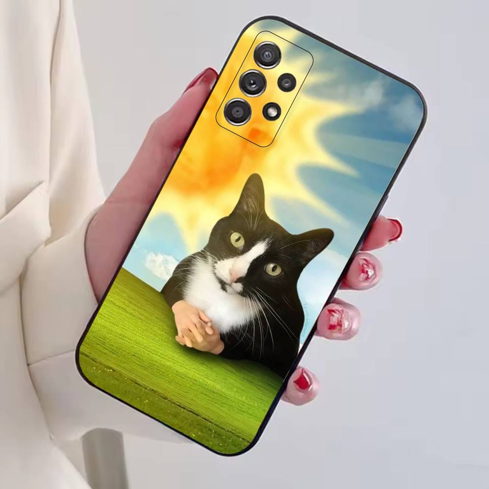F-Funny Animal Cat Phone Case Black Silicone Soft For Samsung S25,S24,S21,S22,S23,S30,Ultra,S20,Plus,Fe,Lite