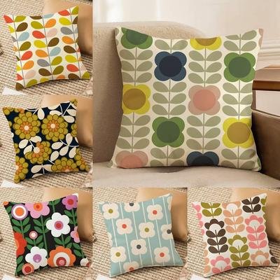 Muster im Retro-Stil Orla Kiely Blume Kissenbezug Seidig elegant Komfort Sofa Bett Unsichtbarer Reißverschluss Strand-Kissenbezug
