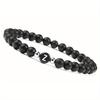 Initial Bracelet for Men and Woman Black Onyx 6mm Beads Bracelet with Letter Relationship Jewelry for Couples Alphabet bracelet
