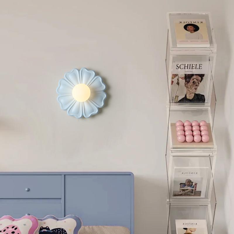 French Cream Style Flower Wall Lamp Girl Children's Room Bedroom Bedside Lamp Creative Simple Living Room Background Wall light