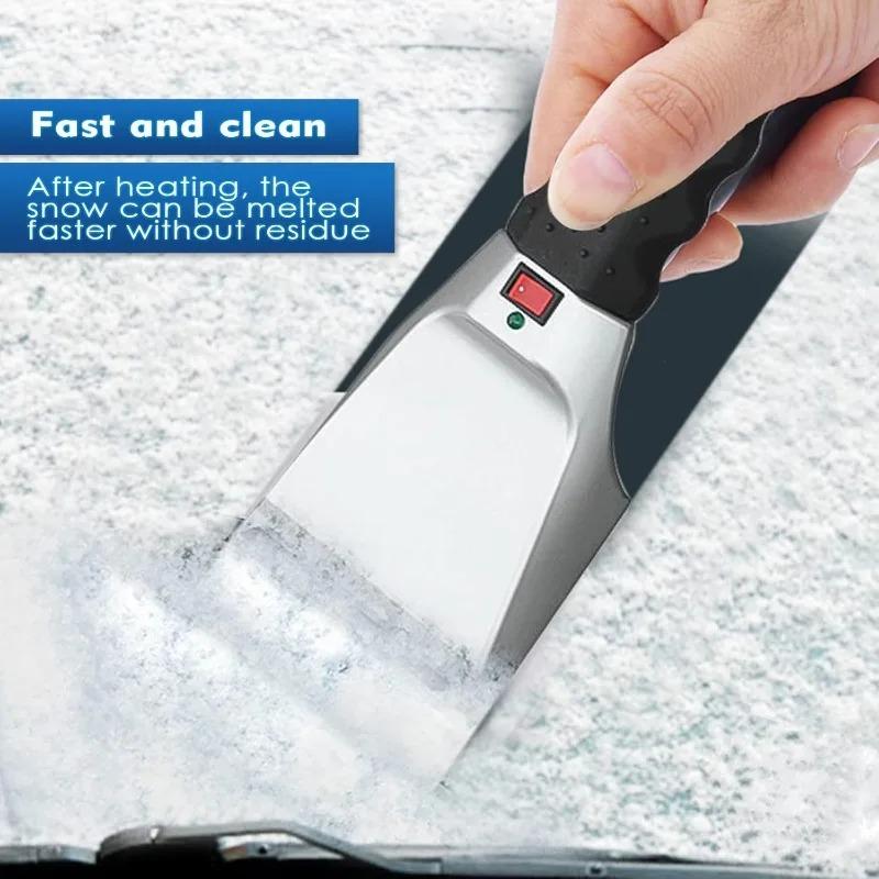 Car Snow Removal Tool 12V Electric Heated Ice Scraper Windshield Deicer Defroster Winter Brush Cleaner Wash Shovel