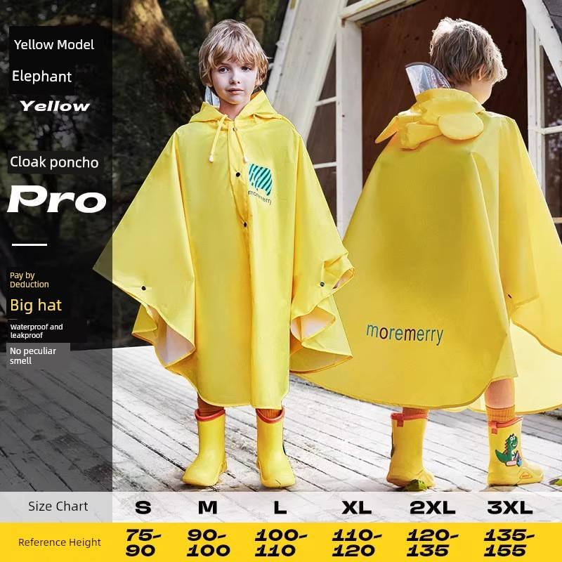 Children's Raincoat Poncho Style for Boys and Girls, Toddlers, Kindergarten Kids, Elementary School Students, Waterproof Korean Style
