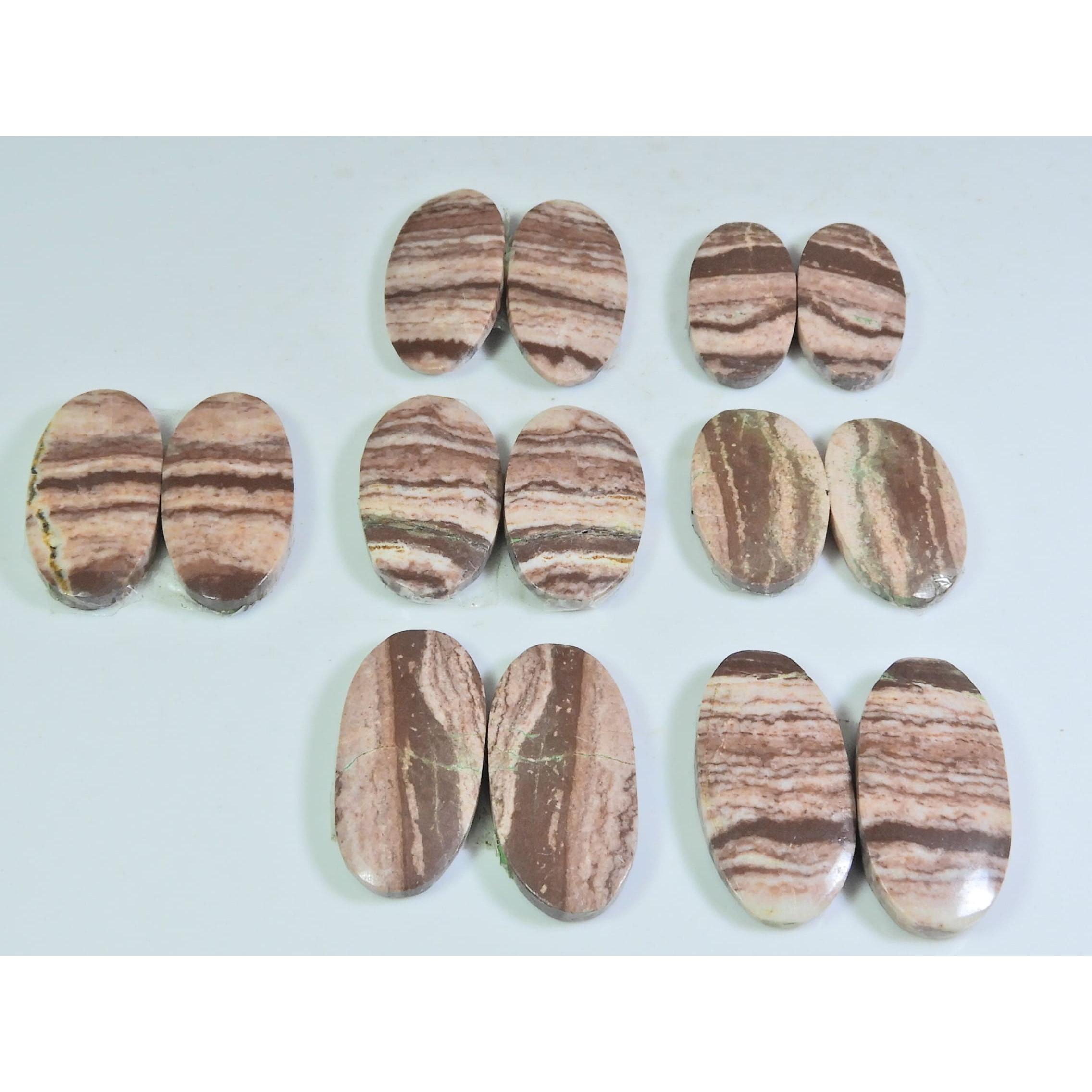 

12X24-14X28MM Natural Zebra Jasper Oval Matched Pair Gemstone 7 Pair Lot A-580