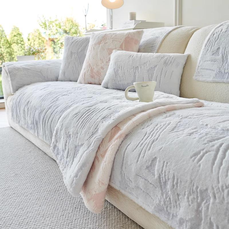 

Autumn And Winter Sofa Cushion Thickened Rabbit Plush Non-Slip Seat Cushion New High-Grade Leather Sofa Cover Cover Cloth 70*70cm