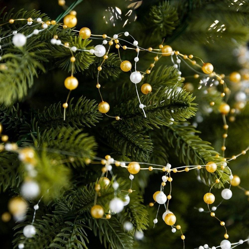 White Gold Christmas Tree Beads Chain Branch Garland Crystal Curtain  Home New Year Decor