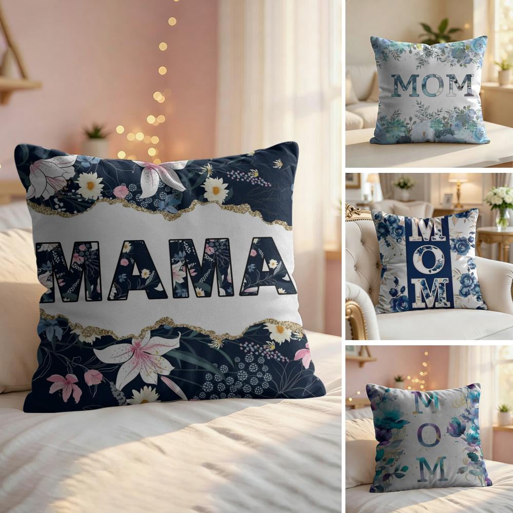 Classic MOM Cushion Cover Natural Linen Organic Fabric Double-Sided Printing Couch Pillow Covers Home Decor