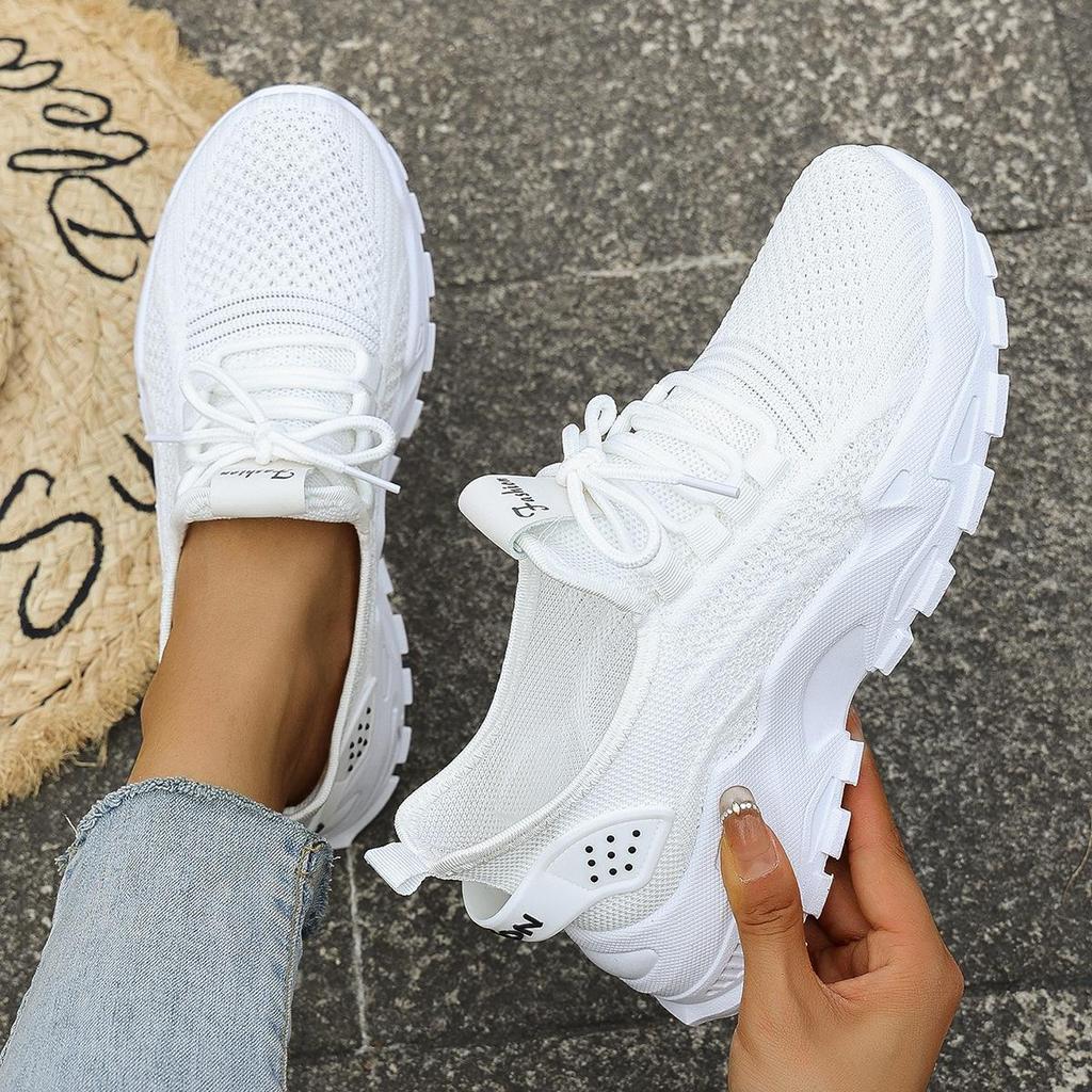Scarpe da Ginnastica Tessute Volanti da Donna Taglie Forti, Suola Morbida Antiscivolo, Scarpe da Corsa Casual, Scarpe Sportive Leggere Traspiranti Comode per Donne
