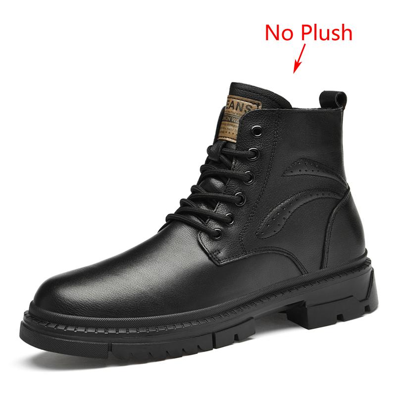 Men`s Black Leather Boots Side Zipper
