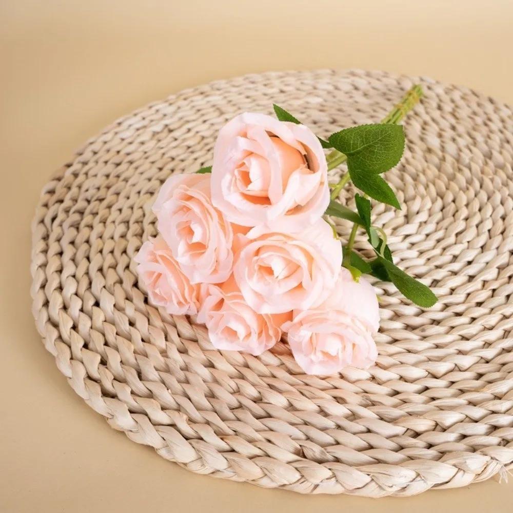 1pc Silk Rose Simulated Rose Bouquet DIY Floral Materials Small Bundle Artificial Flowers Soft Realistic Flower Bouquet