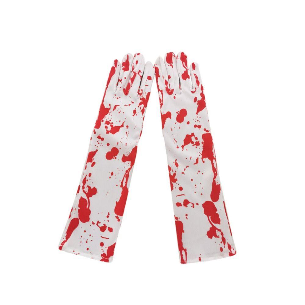 Bloody Stockings Halloween Gloves Full Finger Ghost Bone Skeleton Long Gloves Polyester Cosplay Decorations Gothic Gloves Unisex