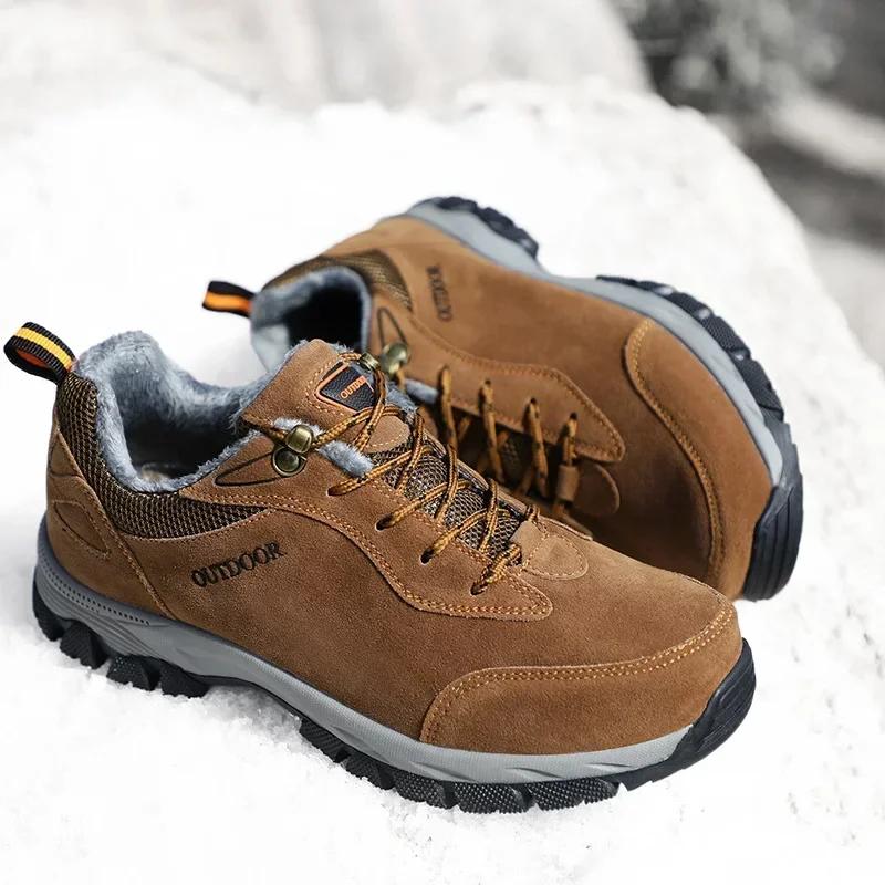 Men's Hiking Shoes Suede Leather Shoes for Men Outdoor Walking Footwear Climbing Hunting Male Sneakers New Ankle Boots Size 49