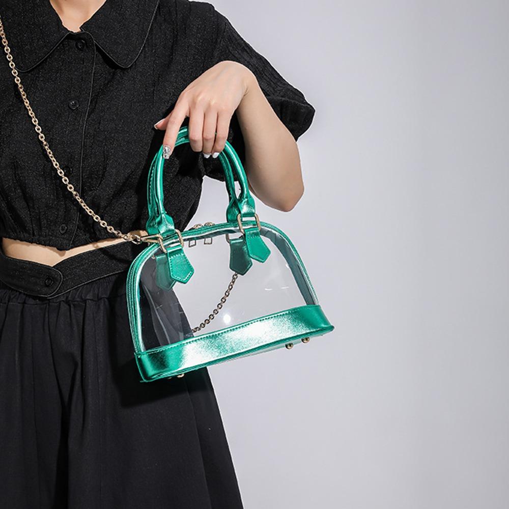 Elegant PU Leather Handbag Shell Shape Casual Messenger Purse Transparent Jelly Handbag  Girls