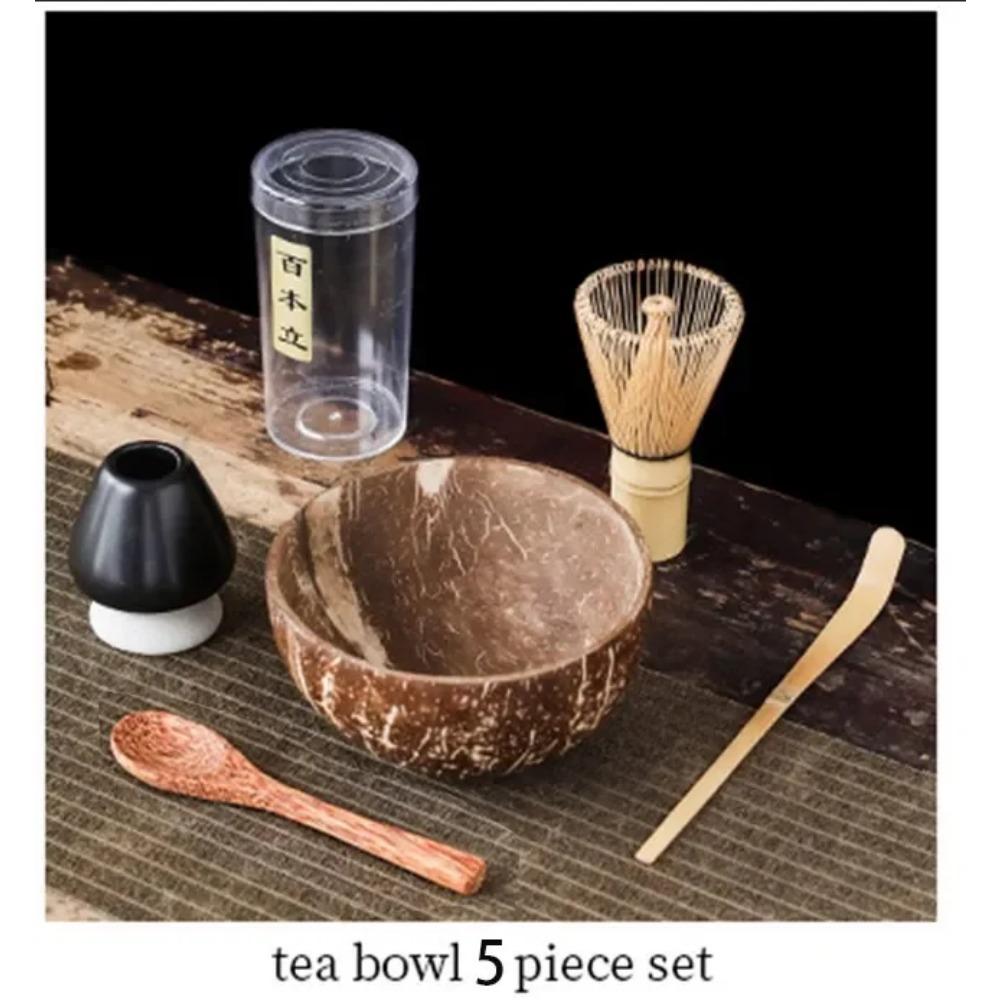 4-7pcs Handmade Home Easy Clean coconut Matcha Tea Set Tool Stand Kit Bowl Whisk ScoopBirthday gift Ceremony Kitchen supplies