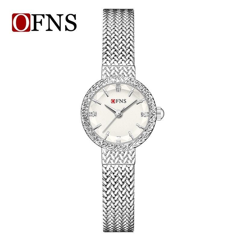

Luxury Woman Wristwatch Waterproof Stainless Steel Mesh Strap Watch For Ladies Diamond Cutting Mirror Design Quartz Watches білий/срібний