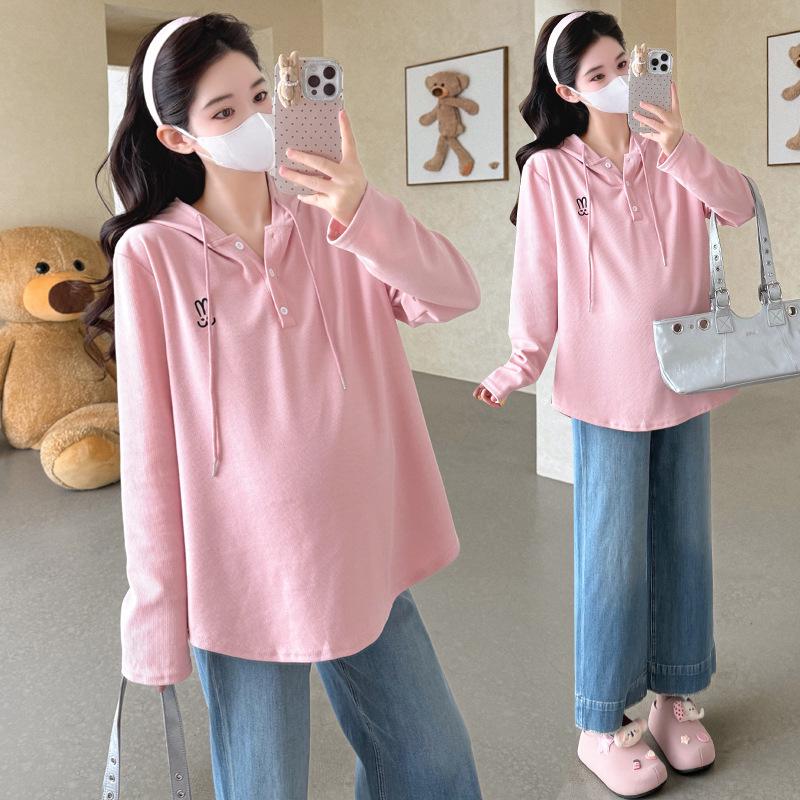 Korean-Style Casual Embroidered Loose Hooded T-shirt - Spring 2026 2XL