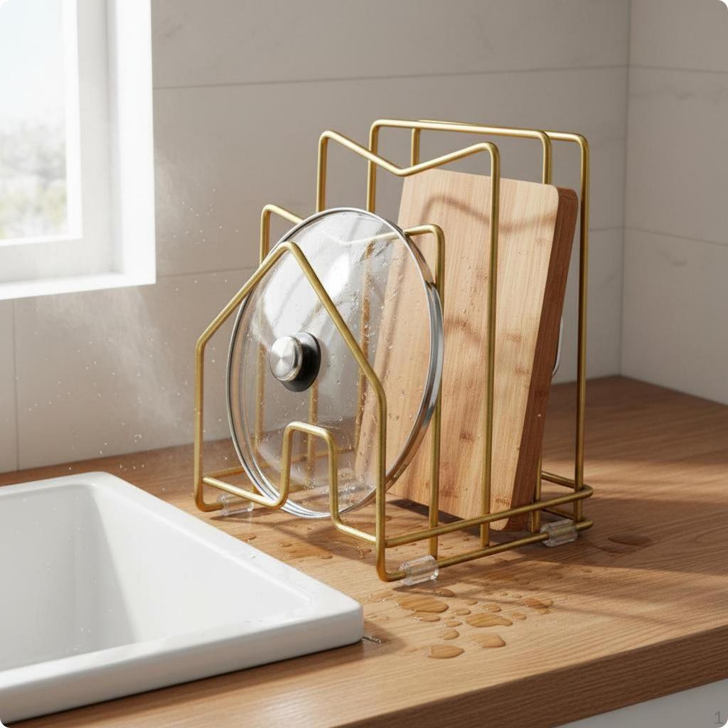 Stainless Steel Lid Rack RustResistant Pot Organizer Space Saving Countertop for