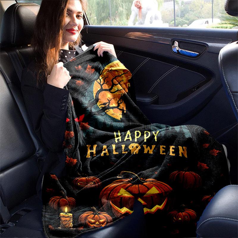 1pc Horror Theme Happy Halloween Blanket, Soft for Couch Bed Sofa, Living Room, Travel, Camping, Car Blankets