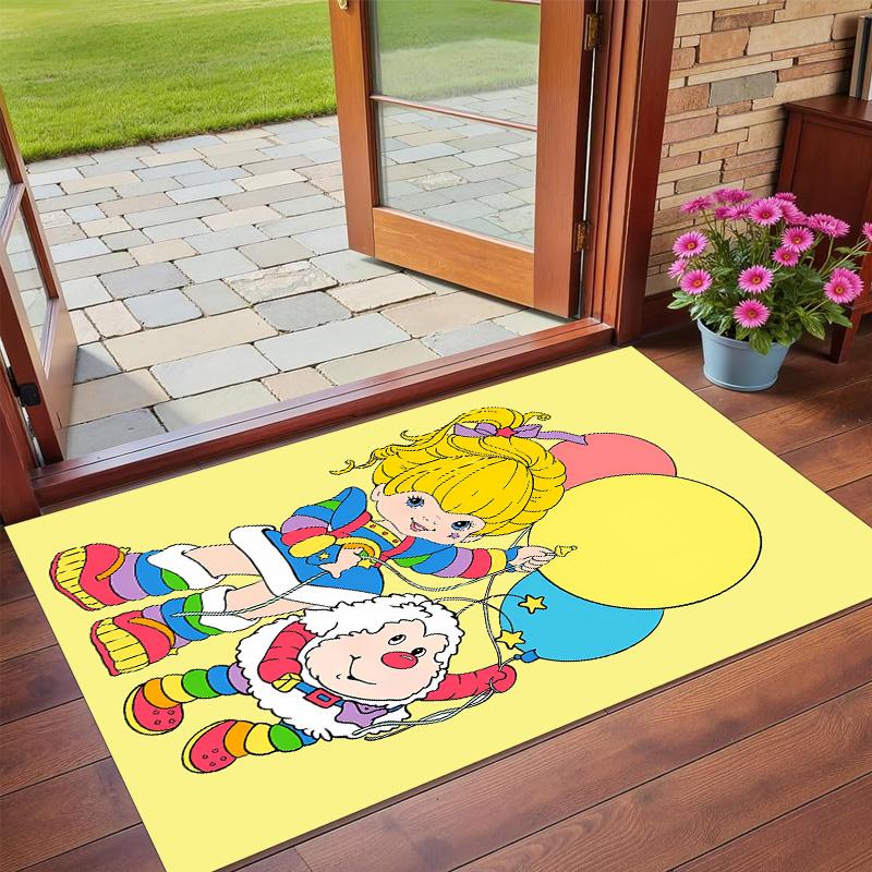 Anti‑Slip Crystal Velvet Floor Rug, Rainbow Brite Design Carpet for Indoor Living Bedroom Home Decoration