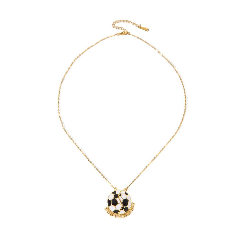 European Cross Soccer Stainless Steel Rotating Necklace for Couples & Students - Casual Light Luxury