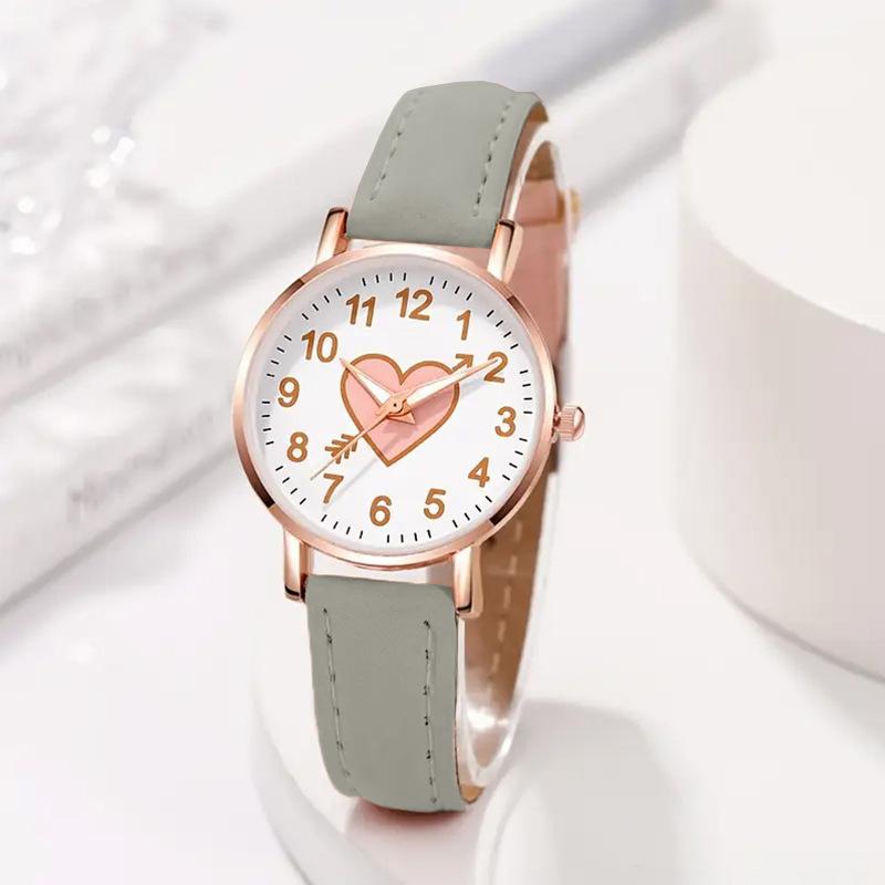 Cute Heart-shaped Dial Female Watch Student Wristwatch Simple Girl Girlfriend Gift