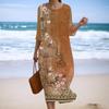 Women's Fashionable Printed Round Neck Seven Quarter Sleeve Loose Dress