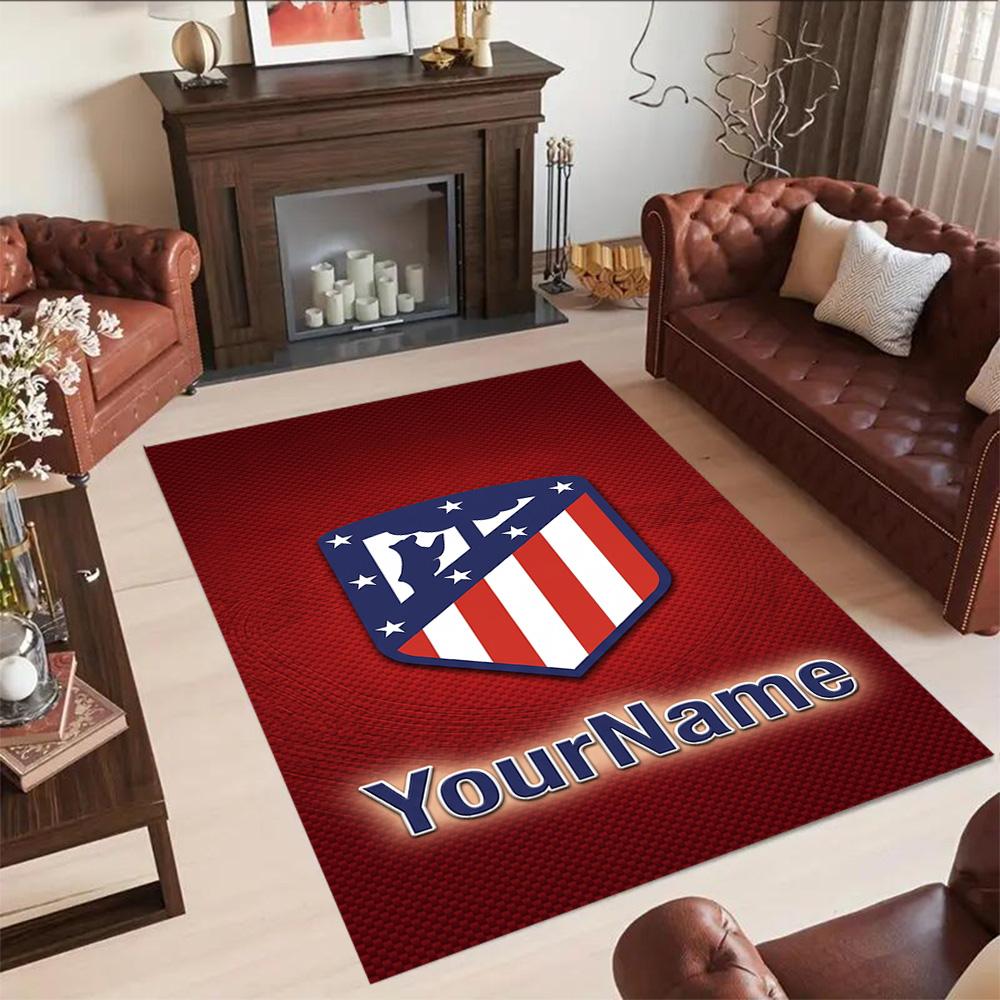 Atletico Madrid Customize Text Carpet Perfect for Outdoor Hallway Game Room Dormitory Anti-slip Rug Decorate Offices