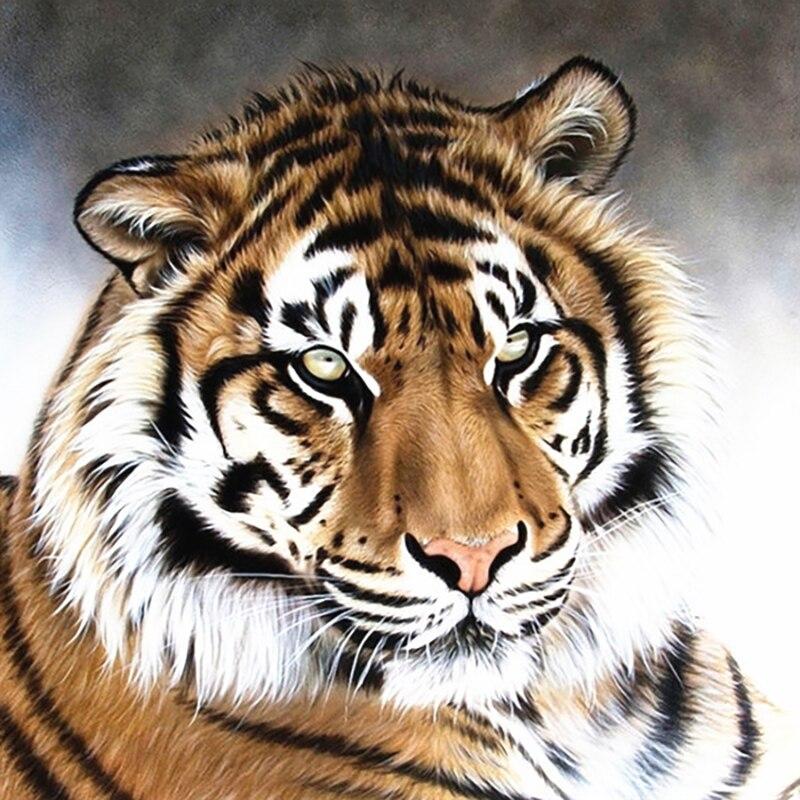New 5D DIY Diamond Painting Tiger Diamond Embroidery Animal Cross Stitch Full Round Drill Crafts Home Decor Manual Gift