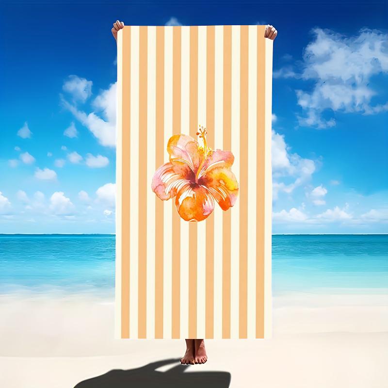 Klassisches nautisches gestreiftes Zitronen-Mikrofaser-Strandtuch Groß Blaues Stempel-Sandfestes Badetuch Leicht Schnell trocknend Schwimm
