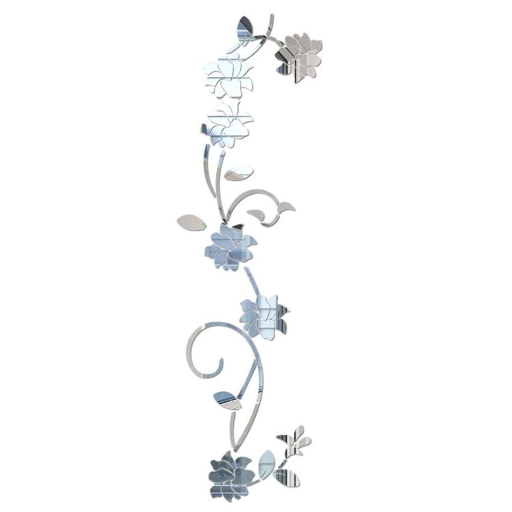 Acrylic Wall Sticker Flower Stickers Sofa Setting Wall Wall Sticker 3D Rattan For Wall Door Living Room Silver