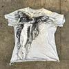 Dark Purple Street Affliction Big wing T shirt Vintage Clothing Punk Hip Hop Graphic Print Oversized tops Men Round Sleeve tee