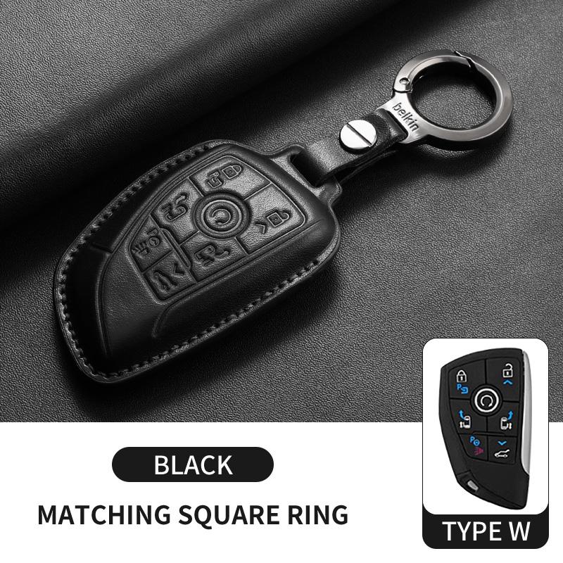 Leather Car Key Case Cover Fob For Buick Gl8 Phev Century Car Remote Keychain Case Shell Durable Protector Decorative Accessorie