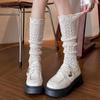 Warmth Hollow Calf Socks Knitted Mid Tube Socks New Stacked Long Tube Socks  Autumn Winter