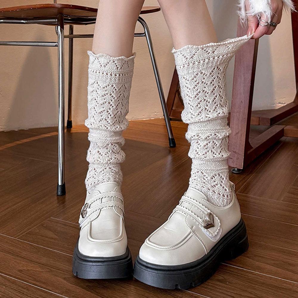 Warmth Hollow Calf Socks Knitted Mid Tube Socks New Stacked Long Tube Socks Autumn Winter