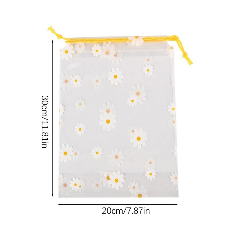 10PCS Drawstring Waterproof Clothes Shoes Storage Bags EVA Daisy Pattern Packaging Organizer Waterproof Makeup Toiletry Bags