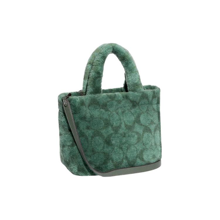 New COACH Shearling Tote Bag, Shopping Bag, Handbag, Shoulder Bag, Crossbody Bag Trumpets Women's Green CC441-V5GRN
