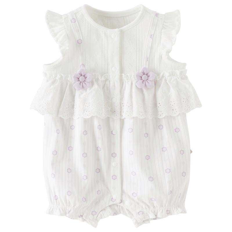 DAVE & BELLA Baby Girl Floral Knit Sleeveless Romper 90cm