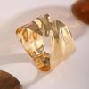 Modern Punk Bracelet Metal Bangles Geometric Arm Bracelet Wide Wrist Jewelry Metal Texture Present for Women and Girls