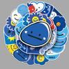 50 Original Blue Smile Cartoon Stickers: Cute DIY Graffiti for Children's Journals, Computers, Phones - Waterproof and Adorable!