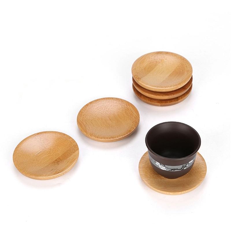 4 Pack Tea Cups Bamboos Coaster Heat Insulation Mat for Coffees and Wine Enthusiasts Beverage Cups Heat Insulation Pad