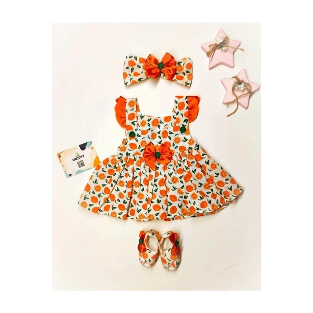 Baby Baby Fruit Patterned Ribbon Detailed Dress Shoe Bandana Set of 3