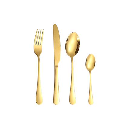 Stainless Steel Tableware Suit Steak Knife, Fork and Spoon Golden Hotel Western Food Four-Piece Set Knife, Fork and Spoon