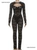 European & American Style 2026 Autumn Street Hot Girl Lace See-through Tight-fitting Pants Set