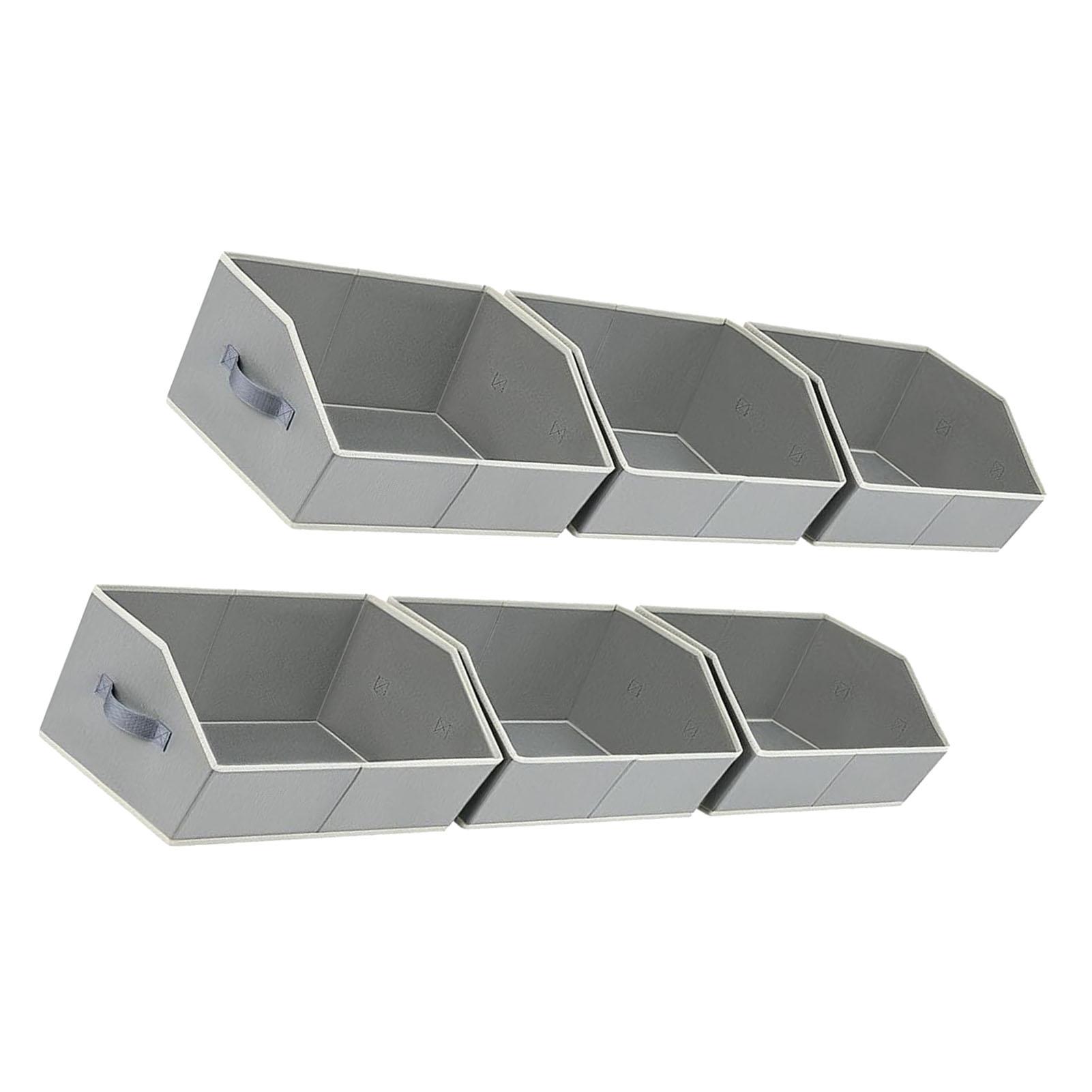 

6Pcs Closet s Bins with Handles Fabric Trapezoid Large Shelf Baskets Collapsible Storage Foldable Clothes Containers Box