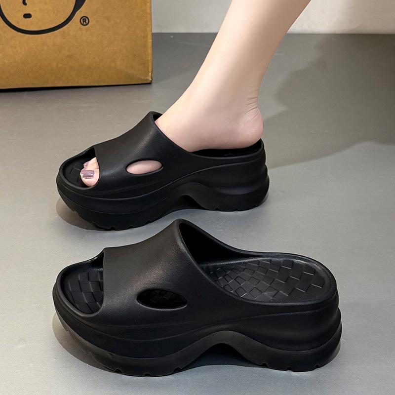 Thick-soled slippers women ins tide height cm soft-soled outdoor high-quality casual beach cool slippers