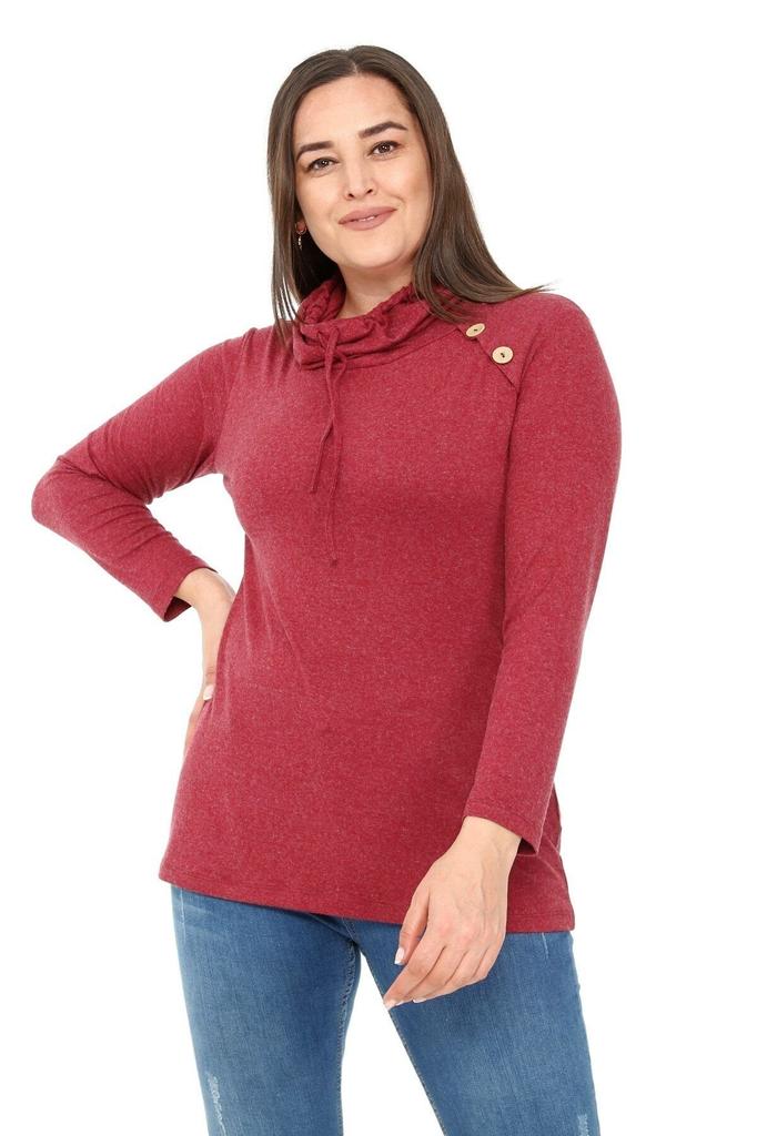 Bluză Mărime Mare pentru Femei Mărime Plus Guler cu Șnur Guler cu Nasturi Detaliată Lână Viscoză Nurcă